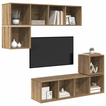 TV-bänkset 4 st 37 x 37 x 142,5 cm Artisan Ek