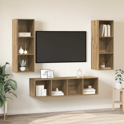 TV-bänkset Väggmonterad 3 pcs Artisan Ek Konstruerat trä