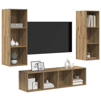 TV-bänkset Väggmonterad 3 pcs Artisan Ek Konstruerat trä