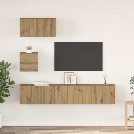 TV-bänkset Väggmonterad 3 pcs Artisan Ek Konstruerat trä