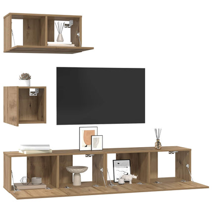 TV-bänkset Väggmonterad 3 pcs Artisan Ek Konstruerat trä