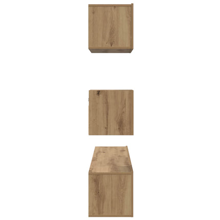 TV-bänkset Väggmonterad 3 pcs Artisan Ek Konstruerat trä