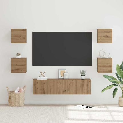 TV-bänkset Väggmonterad 6 pcs Artisan Ek Konstruerat trä