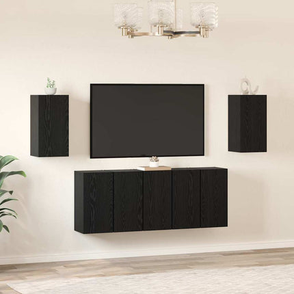 TV-bänkset 7 st 30,5 x 30 x 60 cm Svart Ek