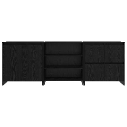 Sideboard 3 pcs Svart Ek 70 x 41 x 75 cm Konstruerat trä