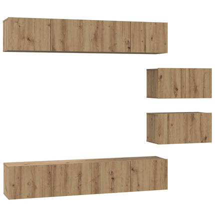 TV-bänkset Väggmonterad 6 pcs Artisan Ek Konstruerat trä