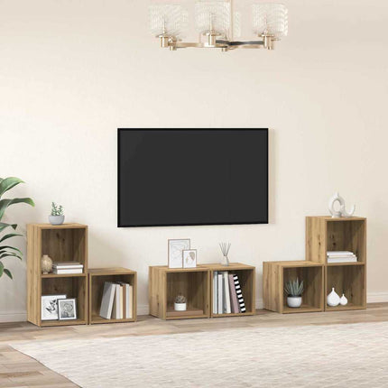 TV-bänkset Väggmonterad 6 pcs Artisan Ek Konstruerat trä