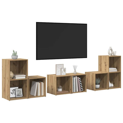 TV-bänkset Väggmonterad 6 pcs Artisan Ek Konstruerat trä
