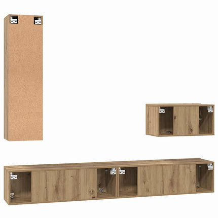 Vägg TV Skåp Väggmonterad 4 pcs Artisan Ek Konstruerat trä