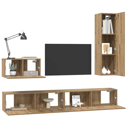 Vägg TV Skåp Väggmonterad 4 pcs Artisan Ek Konstruerat trä