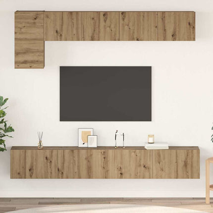TV-bänkset Väggmonterad 5 pcs Artisan Ek Konstruerat trä