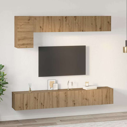 TV-bänkset Väggmonterad 5 pcs Artisan Ek Konstruerat trä