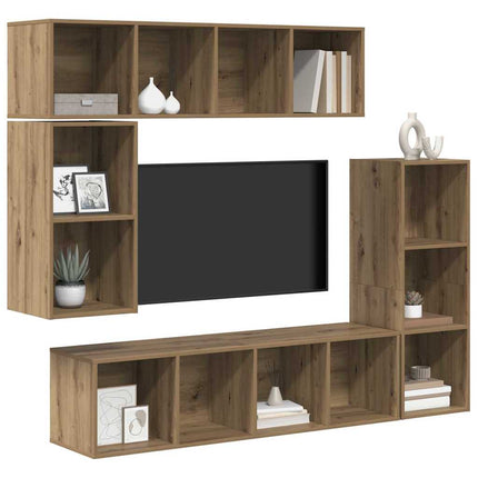 TV-bänkset Väggmonterad 4 pcs Artisan Ek Konstruerat trä