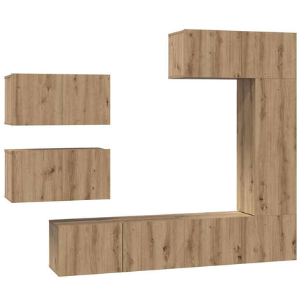 TV-bänkset Väggmonterad 6 pcs Artisan Ek Konstruerat trä