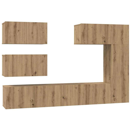 TV-bänkset Väggmonterad 6 pcs Artisan Ek Konstruerat trä