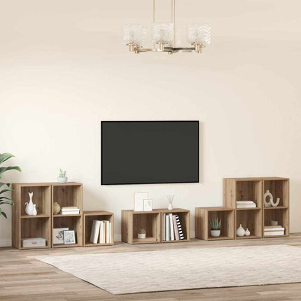 TV-bänkset Väggmonterad 8 pcs Artisan Ek Konstruerat trä