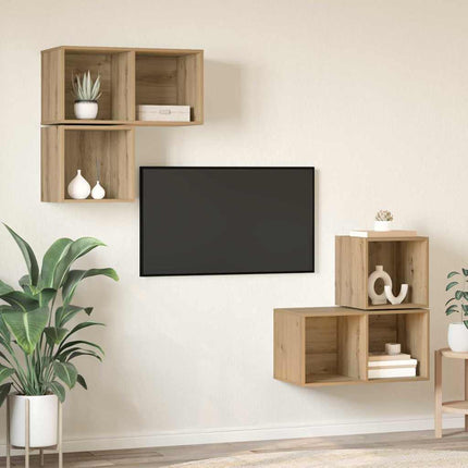 TV-bänkset Väggmonterad 4 pcs Artisan Ek Konstruerat trä