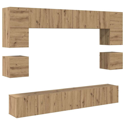 TV-bänkset Väggmonterad 8 pcs Artisan Ek Konstruerat trä