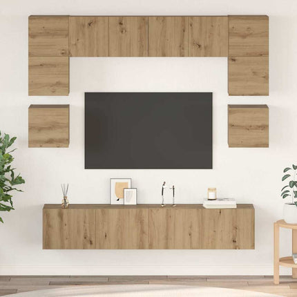 TV-bänkset Väggmonterad 8 pcs Artisan Ek Konstruerat trä