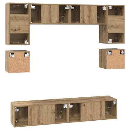 TV-bänkset Väggmonterad 8 pcs Artisan Ek Konstruerat trä