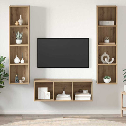 TV-bänkset Väggmonterad 3 pcs Artisan Ek Konstruerat trä