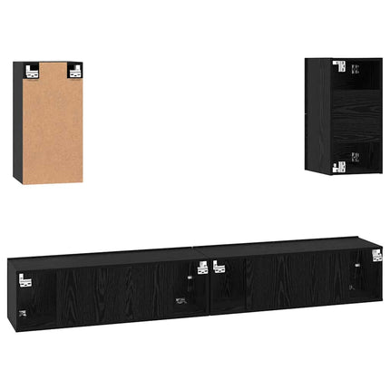 Vägg TV Skåp 3 pcs 100 x 30 x 30 cm Svart Ek Konstruerat trä
