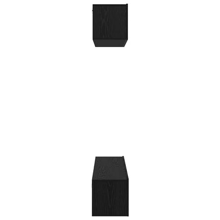 TV-bänkset Väggmonterad 4 pcs Svart Ek Konstruerat trä