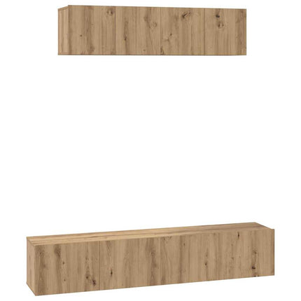 TV-bänkset Väggmonterad 4 pcs Artisan Ek Konstruerat trä