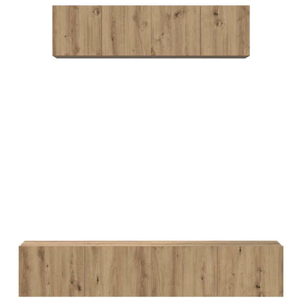 TV-bänkset Väggmonterad 4 pcs Artisan Ek Konstruerat trä