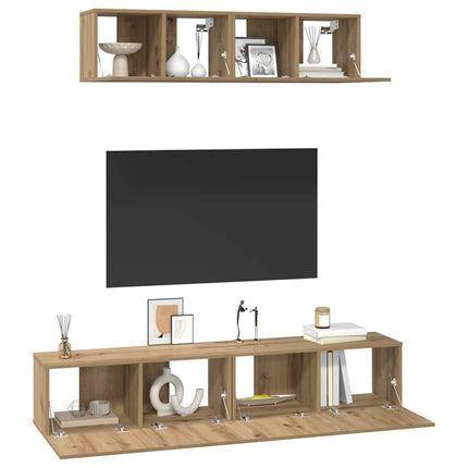 TV-bänkset Väggmonterad 4 pcs Artisan Ek Konstruerat trä
