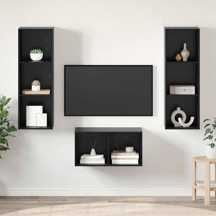 TV-bänkset Svart Ek 37 x 37 x 107 cm Konstruerat trä