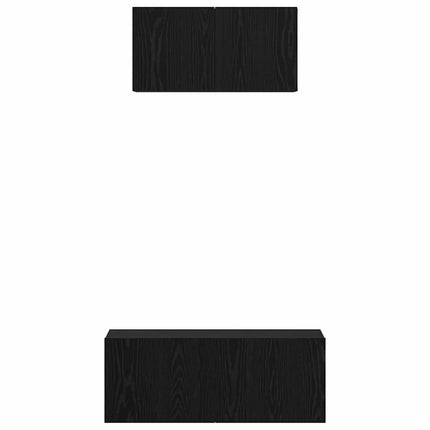 TV-bänkset Väggmonterad 2 pcs Svart Ek Konstruerat trä
