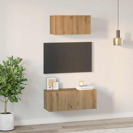 TV-bänkset Väggmonterad 2 pcs Artisan Ek Konstruerat trä