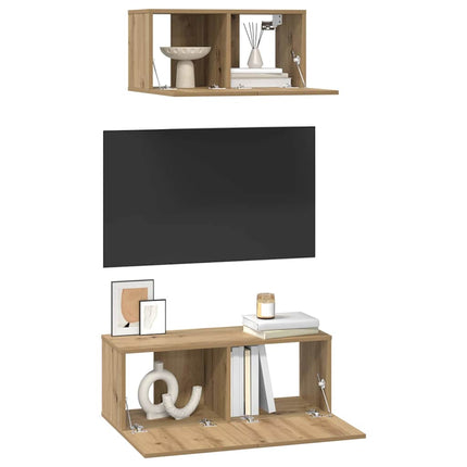 TV-bänkset Väggmonterad 2 pcs Artisan Ek Konstruerat trä