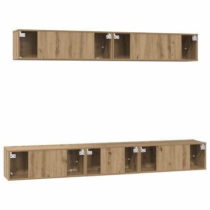 TV-bänkset Väggmonterad 5 pcs Artisan Ek Konstruerat trä