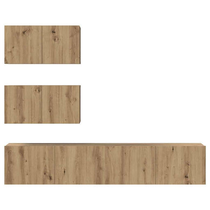 TV-bänkset Väggmonterad 4 pcs Artisan-ek Konstruerat trä
