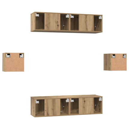 TV-bänkset Väggmonterad 6 pcs Artisan Ek Konstruerat trä