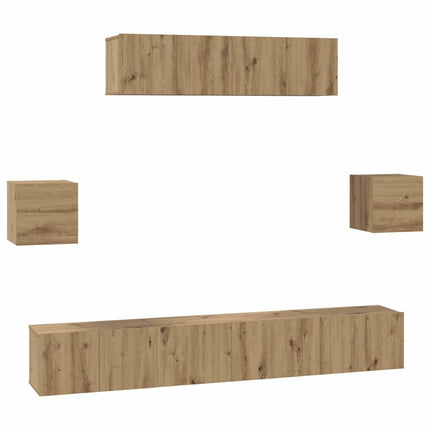 TV-bänkset Väggmonterad 7 pcs Artisan Ek Konstruerat trä