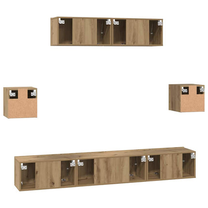 TV-bänkset Väggmonterad 7 pcs Artisan Ek Konstruerat trä