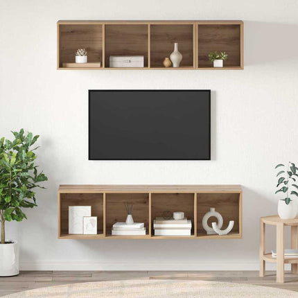 TV-bänkset Väggmonterad 3 pcs Artisan Ek Konstruerat trä