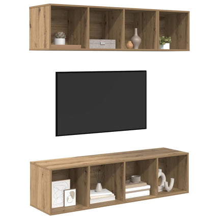 TV-bänkset Väggmonterad 3 pcs Artisan Ek Konstruerat trä