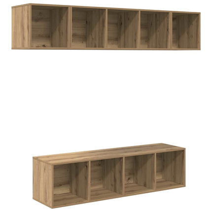 TV-bänkset Väggmonterad 4 pcs Artisan Ek Konstruerat trä