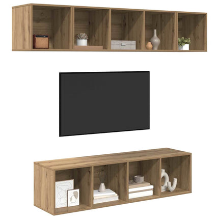 TV-bänkset Väggmonterad 4 pcs Artisan Ek Konstruerat trä