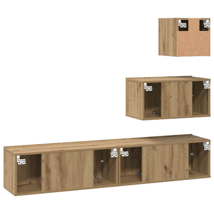 TV-bänkset Väggmonterad 4 pcs Artisan Ek Konstruerat trä