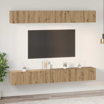 TV-bänkset Väggmonterad 6 pcs Artisan Ek Konstruerat trä