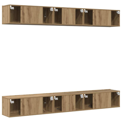 TV-bänkset Väggmonterad 6 pcs Artisan Ek Konstruerat trä
