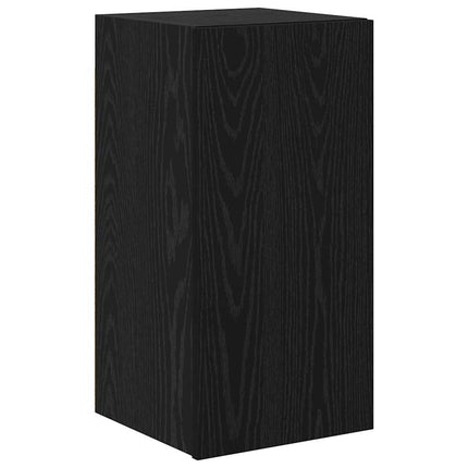 TV-bänkset Väggmonterad 5 pcs Svart Ek Konstruerat trä