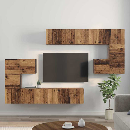 TV Enheter Väggmonterad 4 pcs Gammalt trä Konstruerat trä