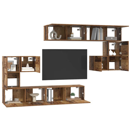 TV Enheter Väggmonterad 4 pcs Gammalt trä Konstruerat trä