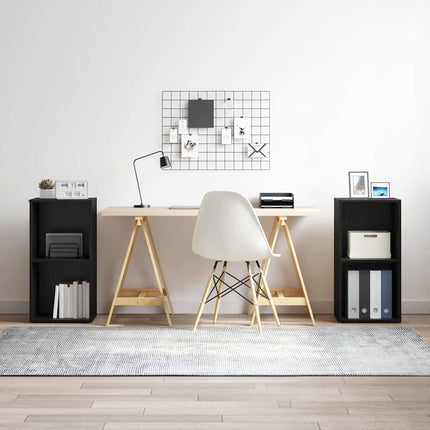 TV-bänkset 2 pcs Svart Ek 37 x 35 x 72 cm Konstruerat trä